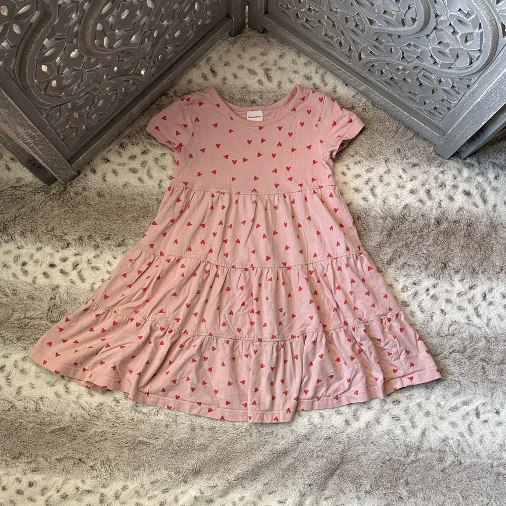 Hanna Andersson pink heart dress girls 5T feminine pastel girlhoodcore summer